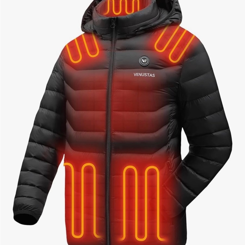 VENUS (Unisex) Black Heated Puffer Jacket